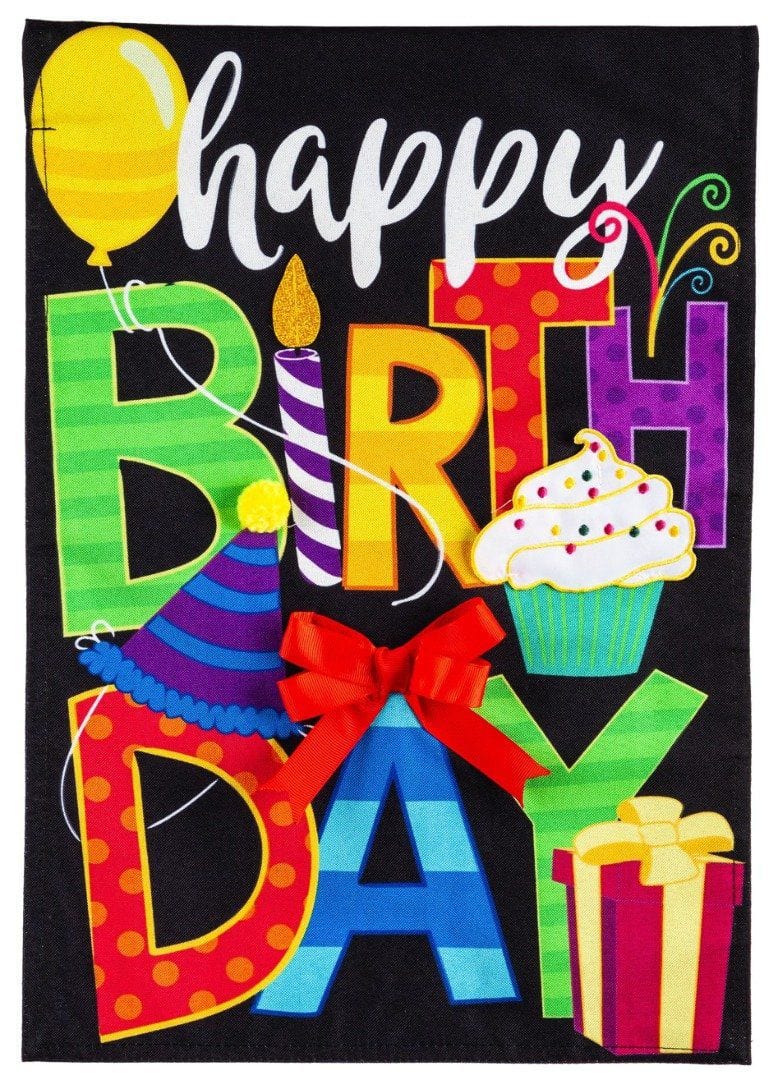 Happy Birthday Garden Flag 2 Sided