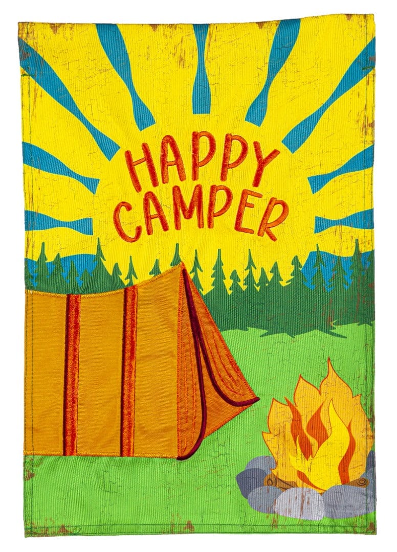 Happy Camper Garden Flag 2 Sided Applique Camping