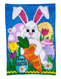 Happy Easter Bunny and Carrot Garden Flag 2 Sided