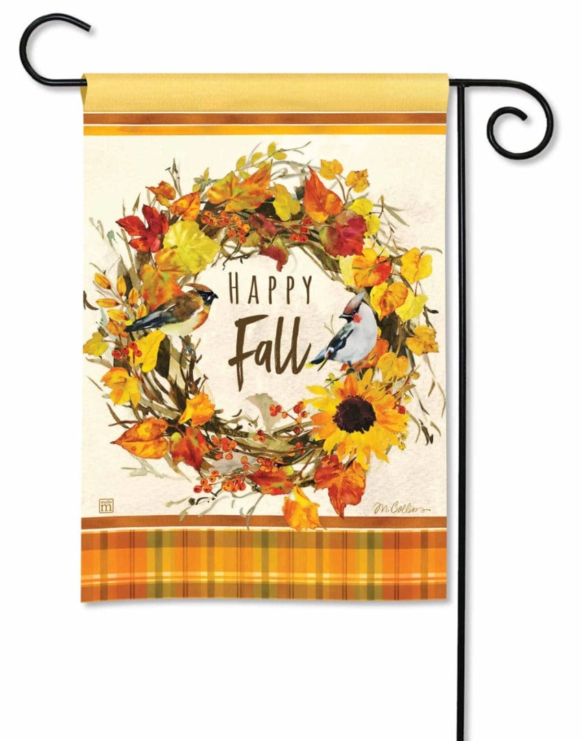 Happy Fall Wreath Garden Flag Autumn