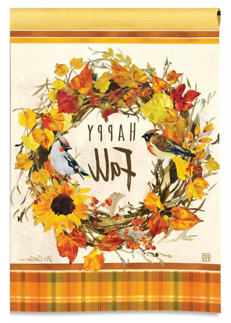 Happy Fall Wreath Garden Flag Autumn