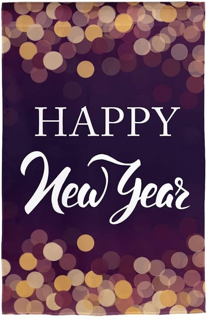 Happy New Year Garden Flag 2 Sided Textured Decorative