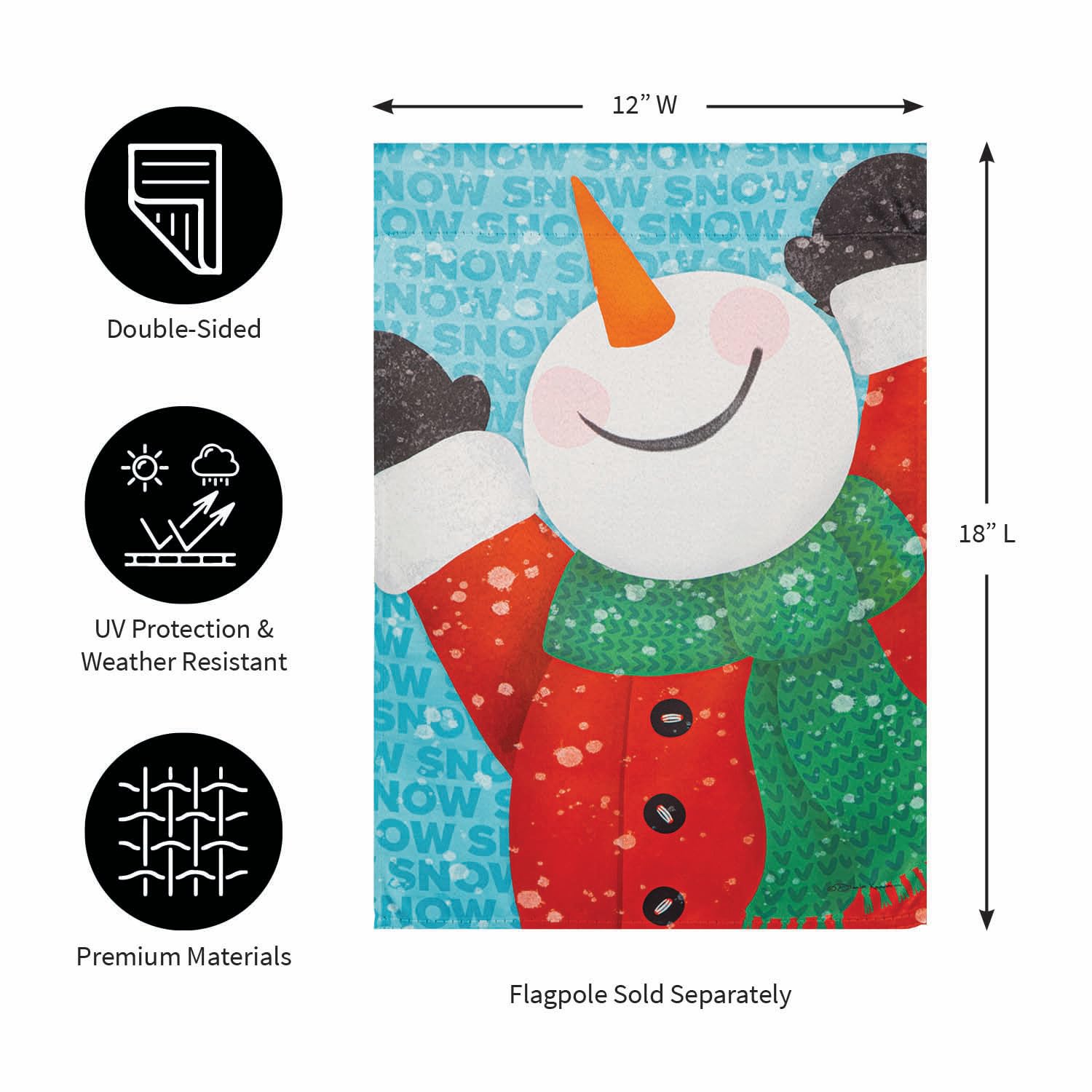 Happy Snowman Winter Garden Flag 2 Sided