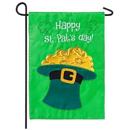 Happy St. Pat's Day Garden Flag 2 Sided Applique Green