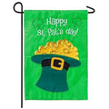 Happy St. Pat's Day Garden Flag 2 Sided Applique Green