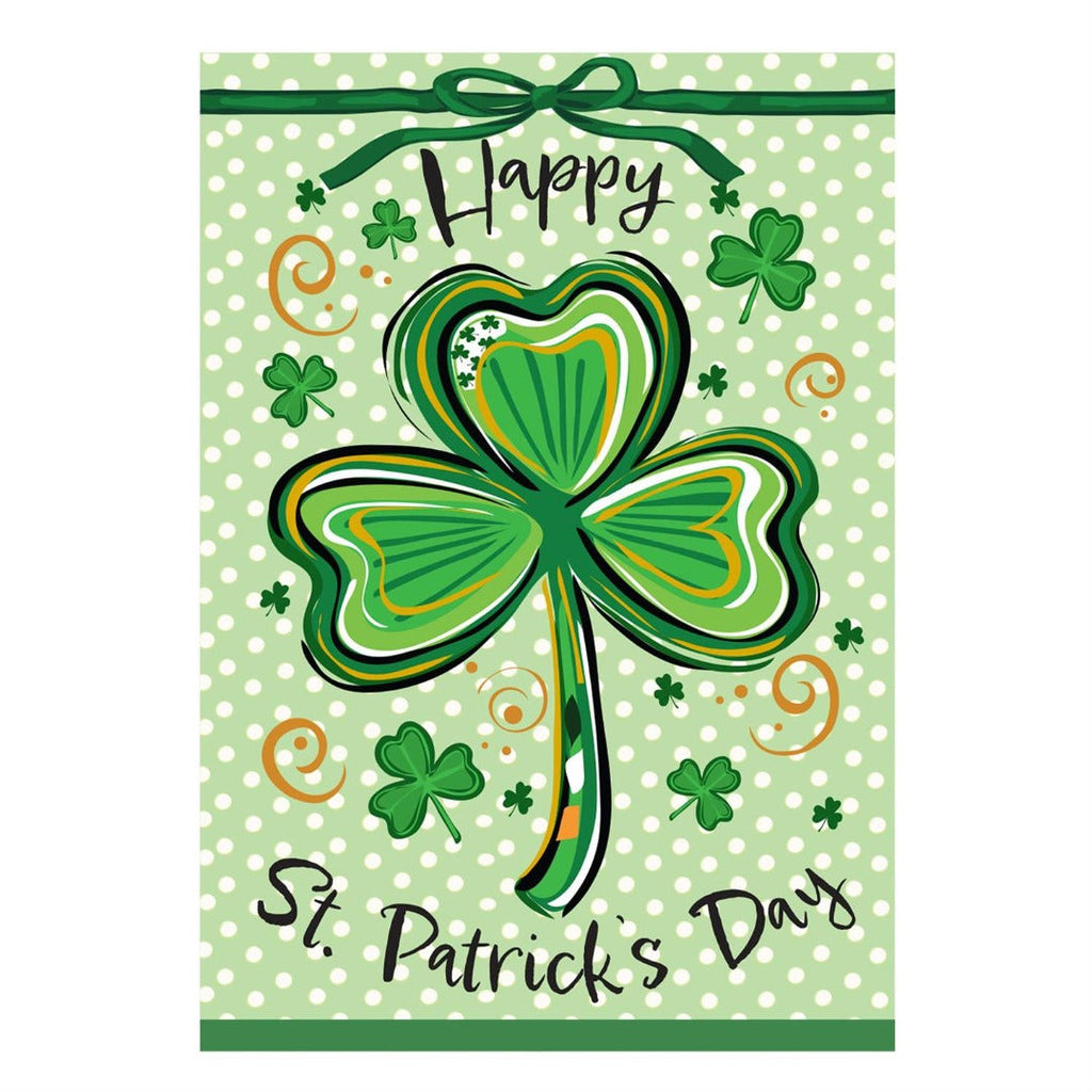 Happy St Patrick's Day Shamrock 2 Sided Garden Flag
