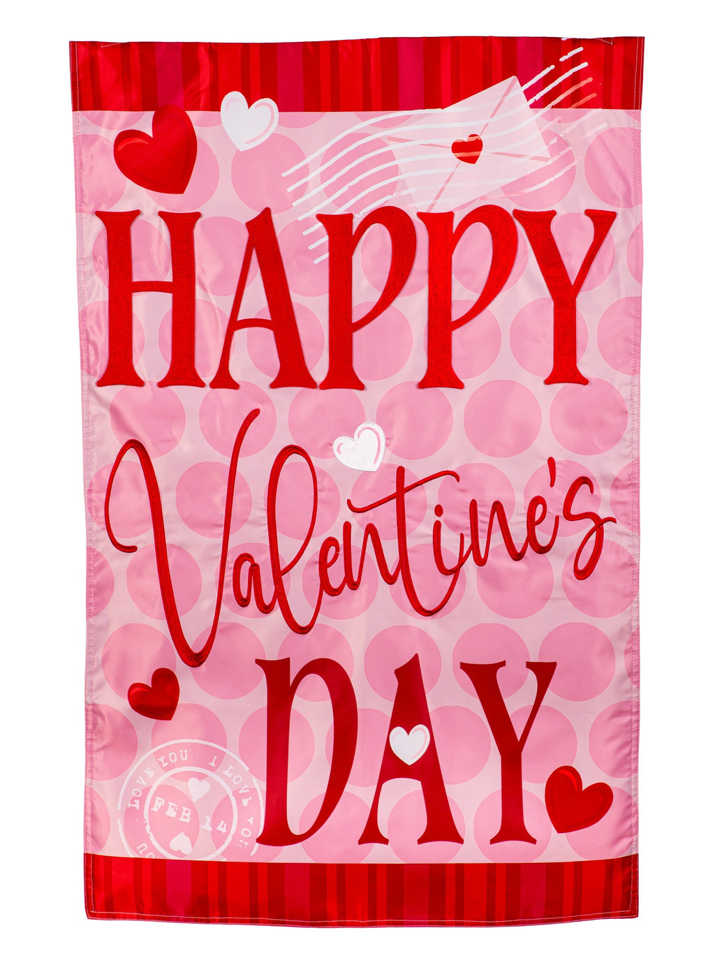 Happy Valentine's Day Hearts Garden Flag 2 Sided