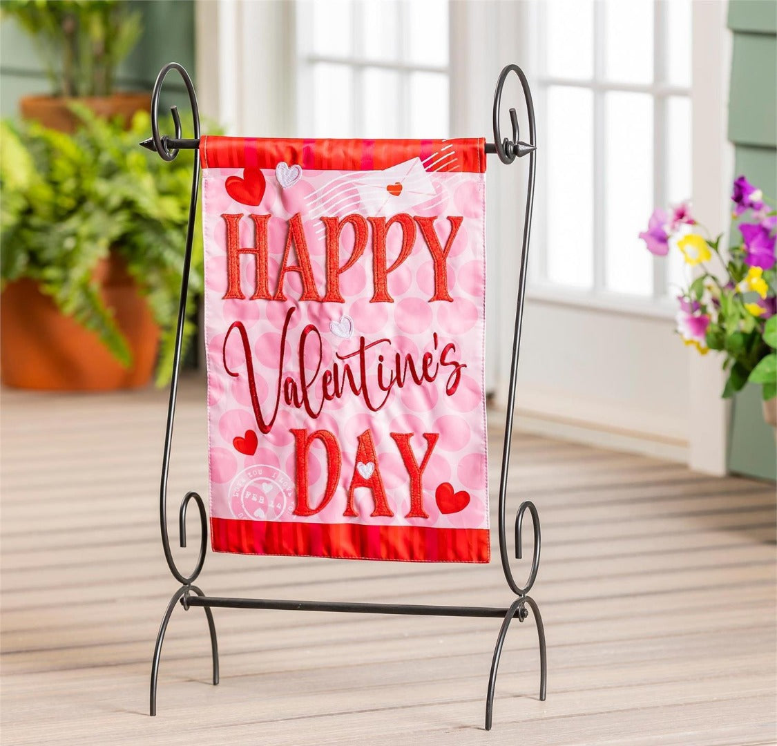 Happy Valentine's Day Hearts Garden Flag 2 Sided
