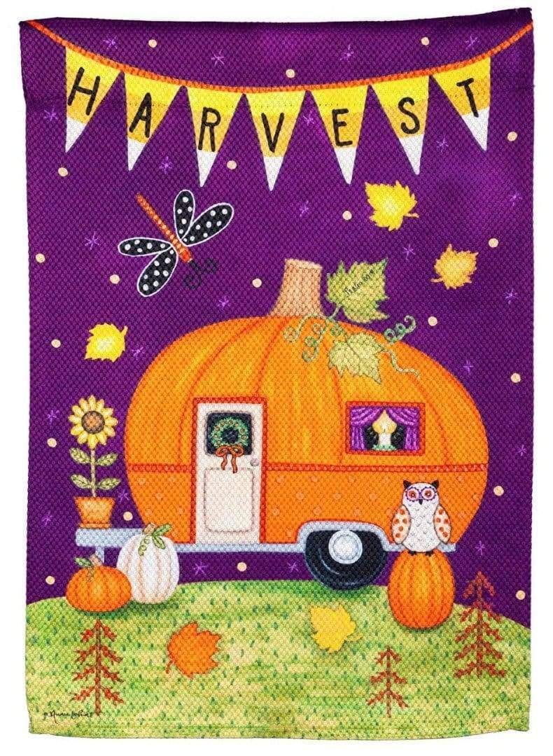 Harvest Camper Garden Flag 2 Sided Textured