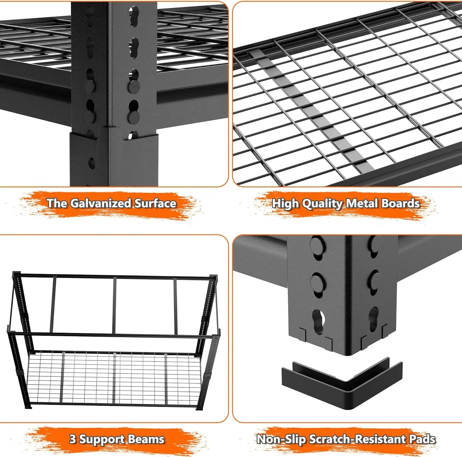 Hausvita Storage Shelves Heavy Duty, 48" L x 18" W x 72" H Garage Wire Shelving Unit Loads 2000LBS, 5-tier Adjustable Metal Industrial Utility Shelf Rack for Kitchen, Laundry Room, Pantry, Warehouse, Basement