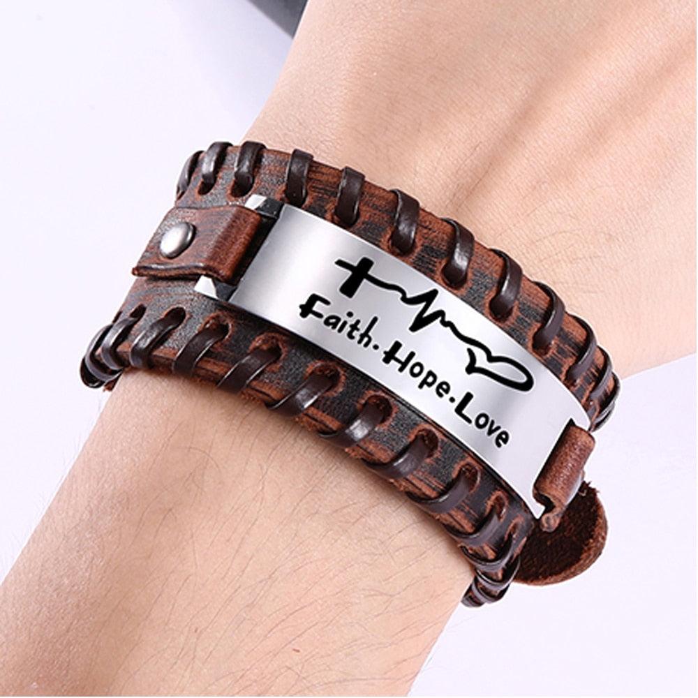Proverb Leather Men Bracelet