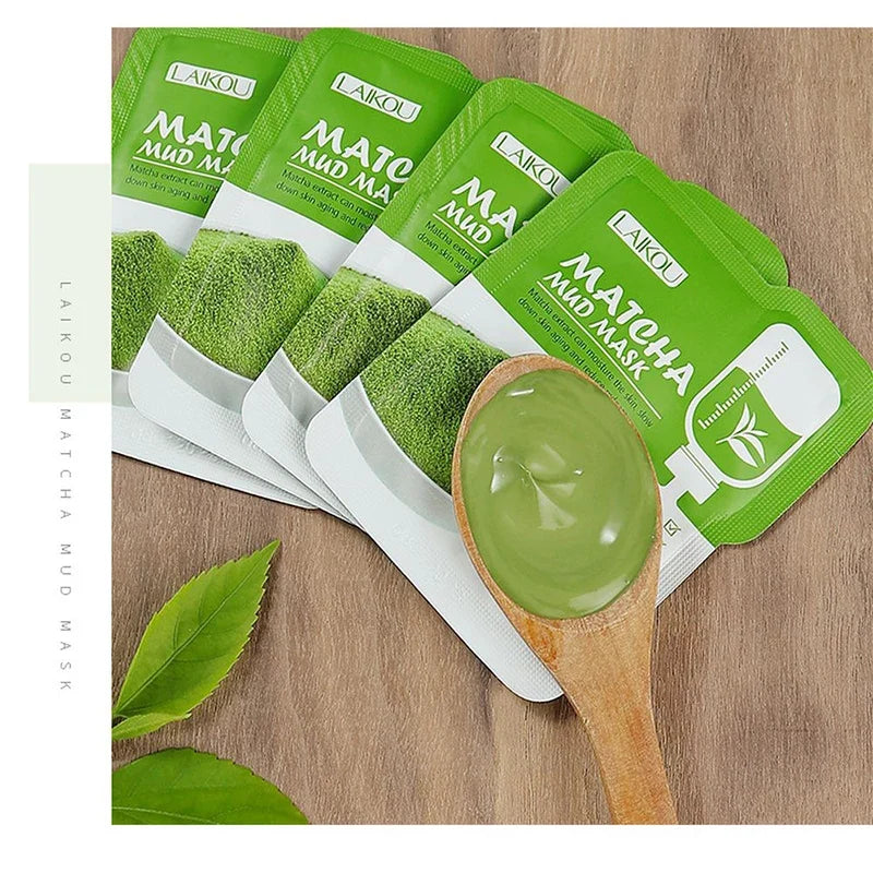 LAIKOU 7pcs Matcha Green Clay Mud Face Mask  Night Facial Packs dark circle Moisturize Mask for facecare