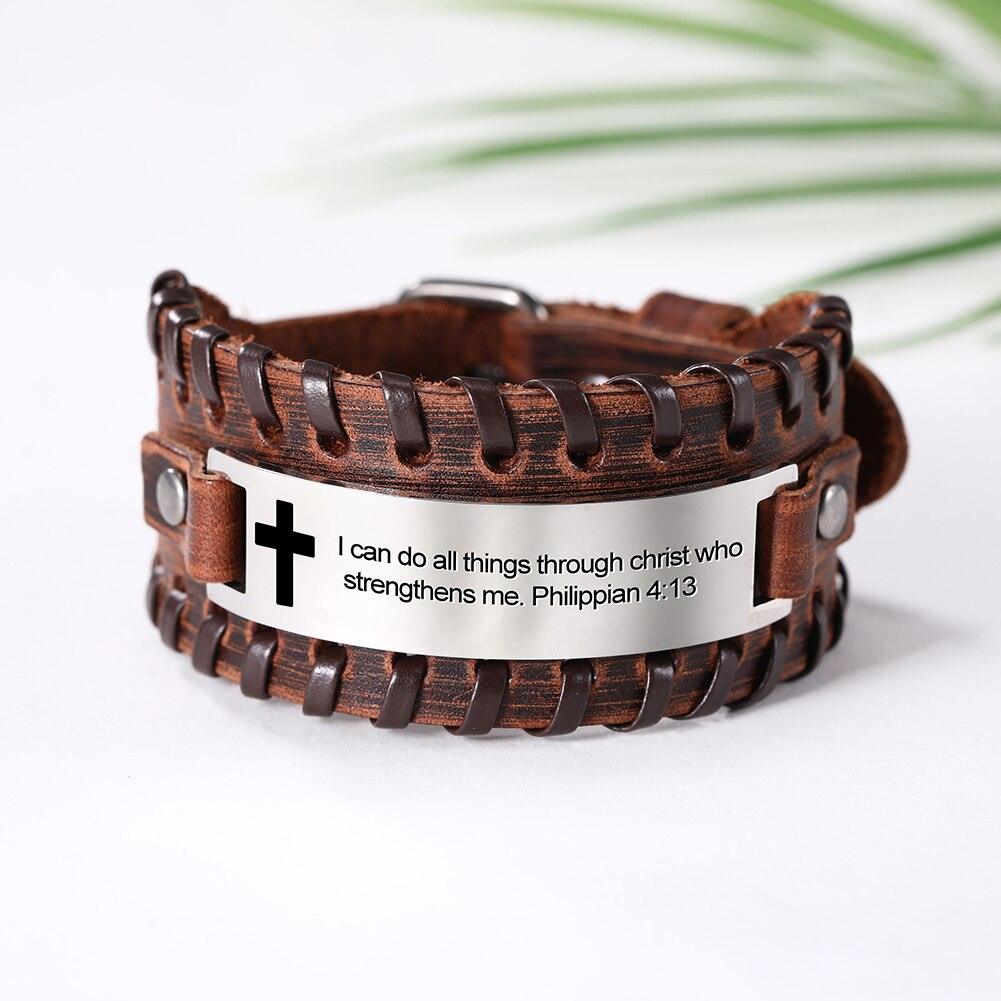 Proverb Leather Men Bracelet