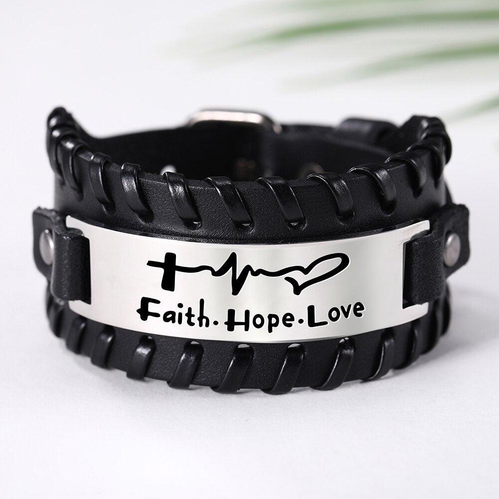 Proverb Leather Men Bracelet