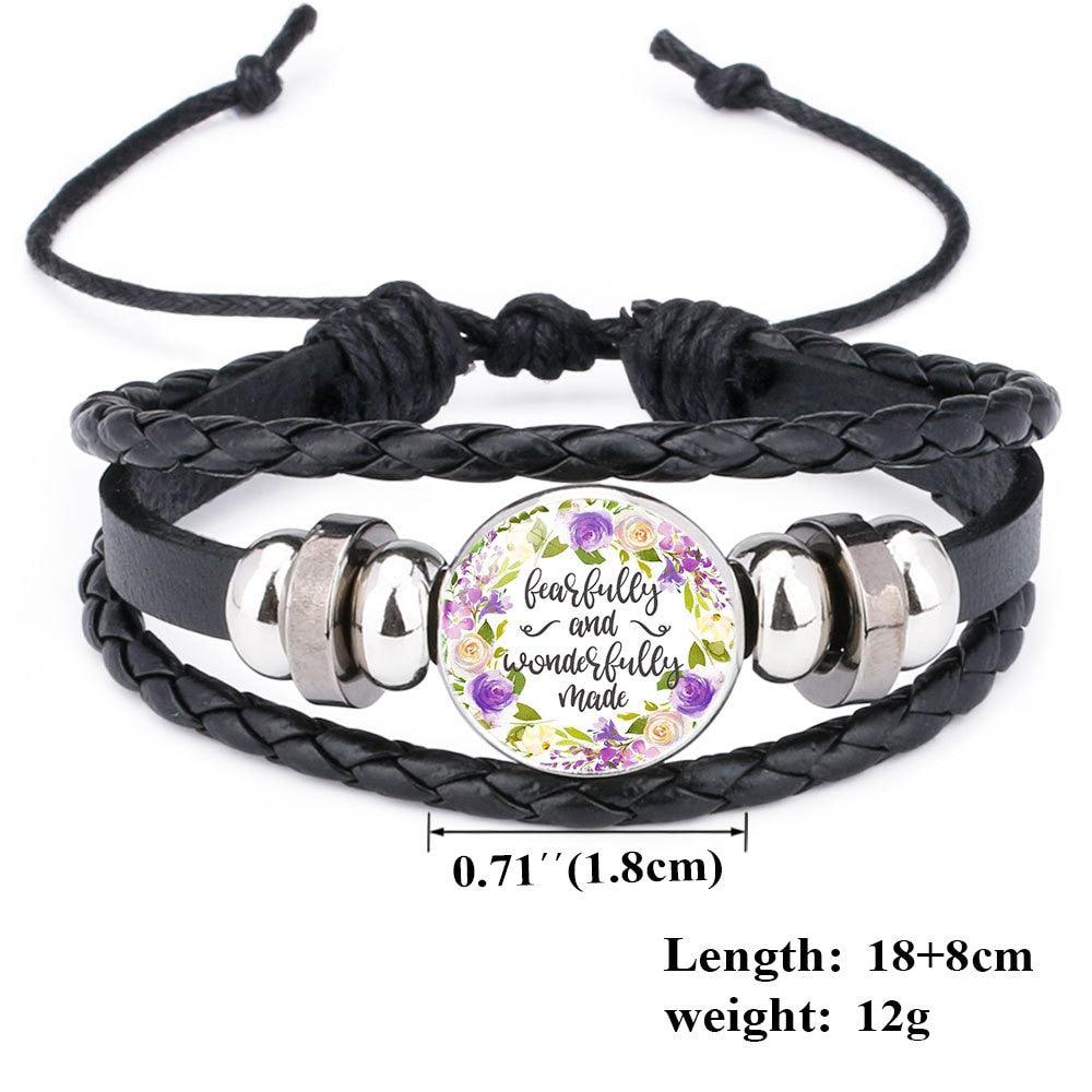 Proverbs Charm Leather Women Bracelet