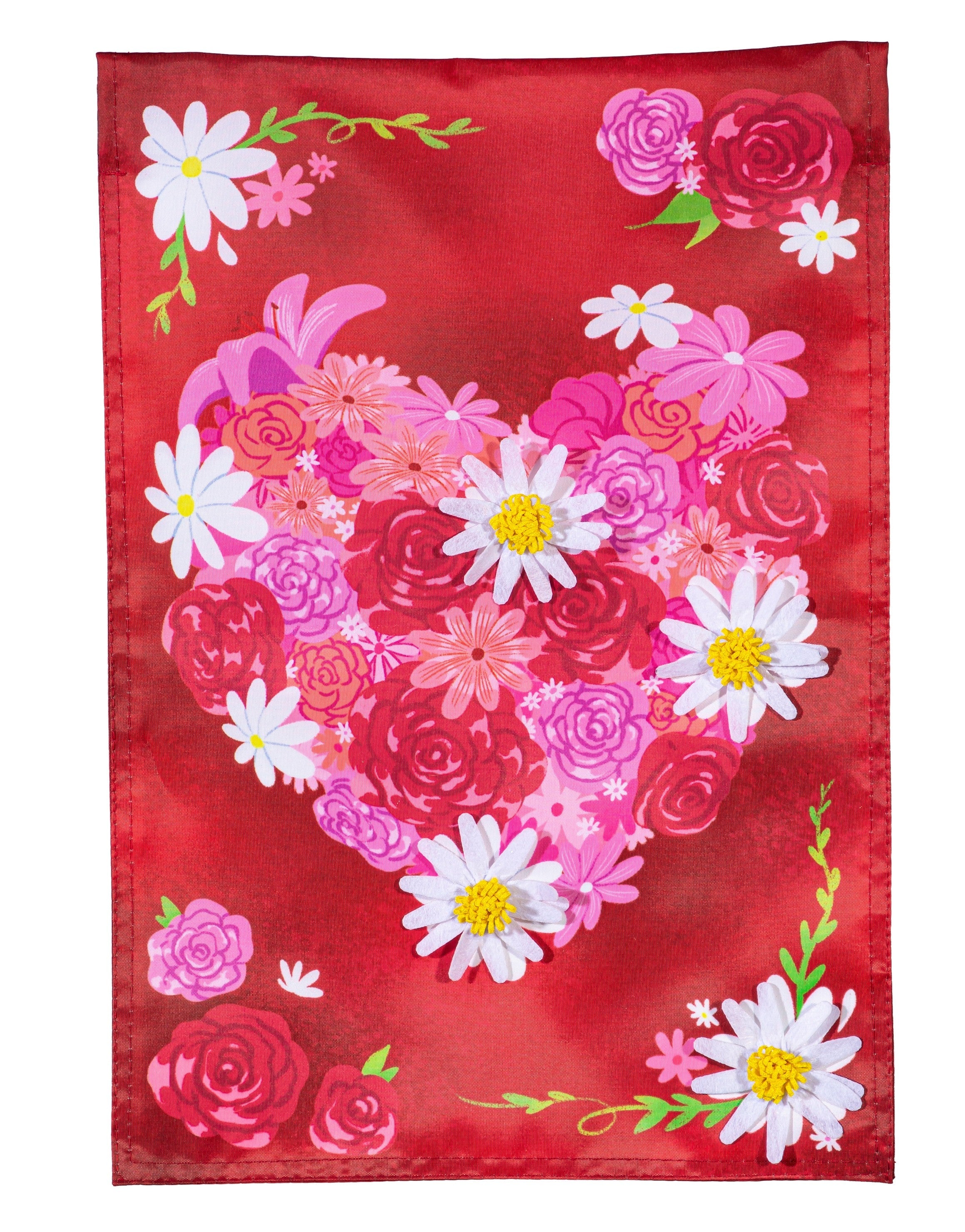 Heart A Flutter Floral Garden Flag 2 Sided