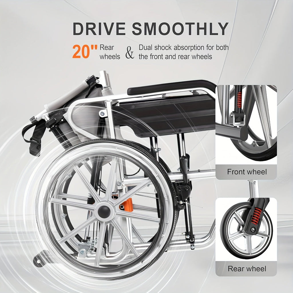 4-in-1 Heavy-Duty Wheelchair with Elevating Leg Rests & Potty - Wide Seat Transport Chair Suitable for Seniors & Adults, Recliner Wheelchair with Head/Leg Support, Brakes & -Tippers