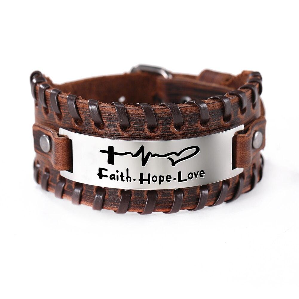 Proverb Leather Men Bracelet