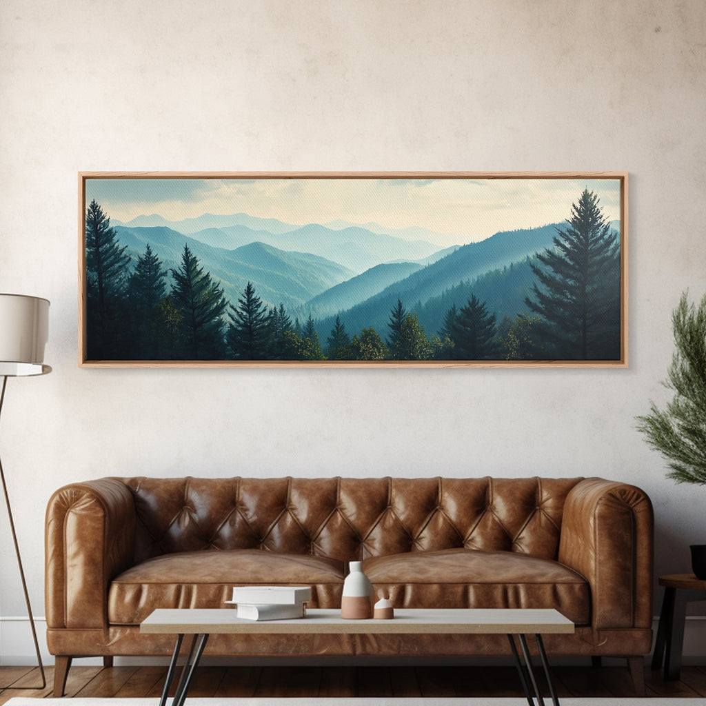Mountain Painting Print, Mountain Art, Panoramic Wall Art, Extra Wide Horizontal Art, Ultra Wide Wall Art, Blue Ridge Mountains Painting