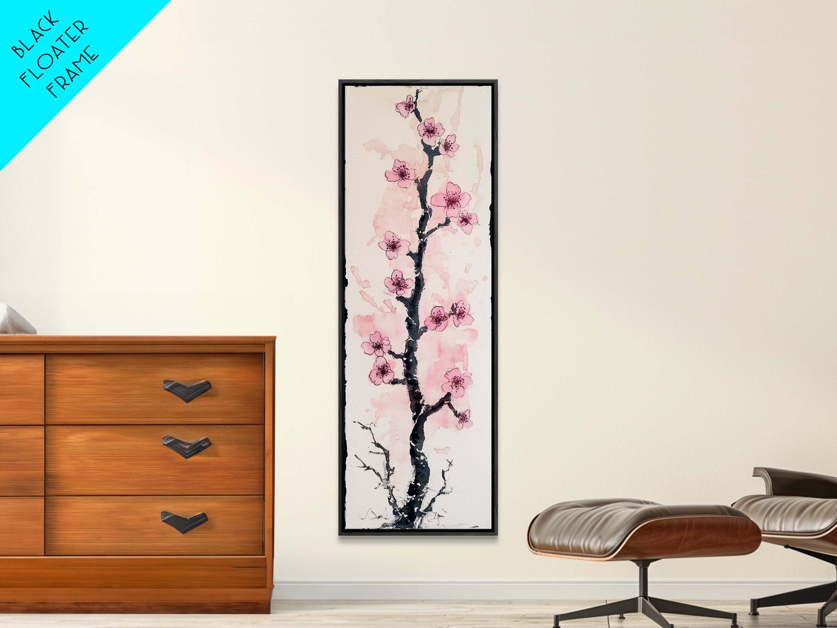 Delicate Cherry Tree in Bloom Painting - Canvas Print for Japanese Floral Art, Spring Blossom Decor, Nature-Inspired Wall Art, Botanical Print