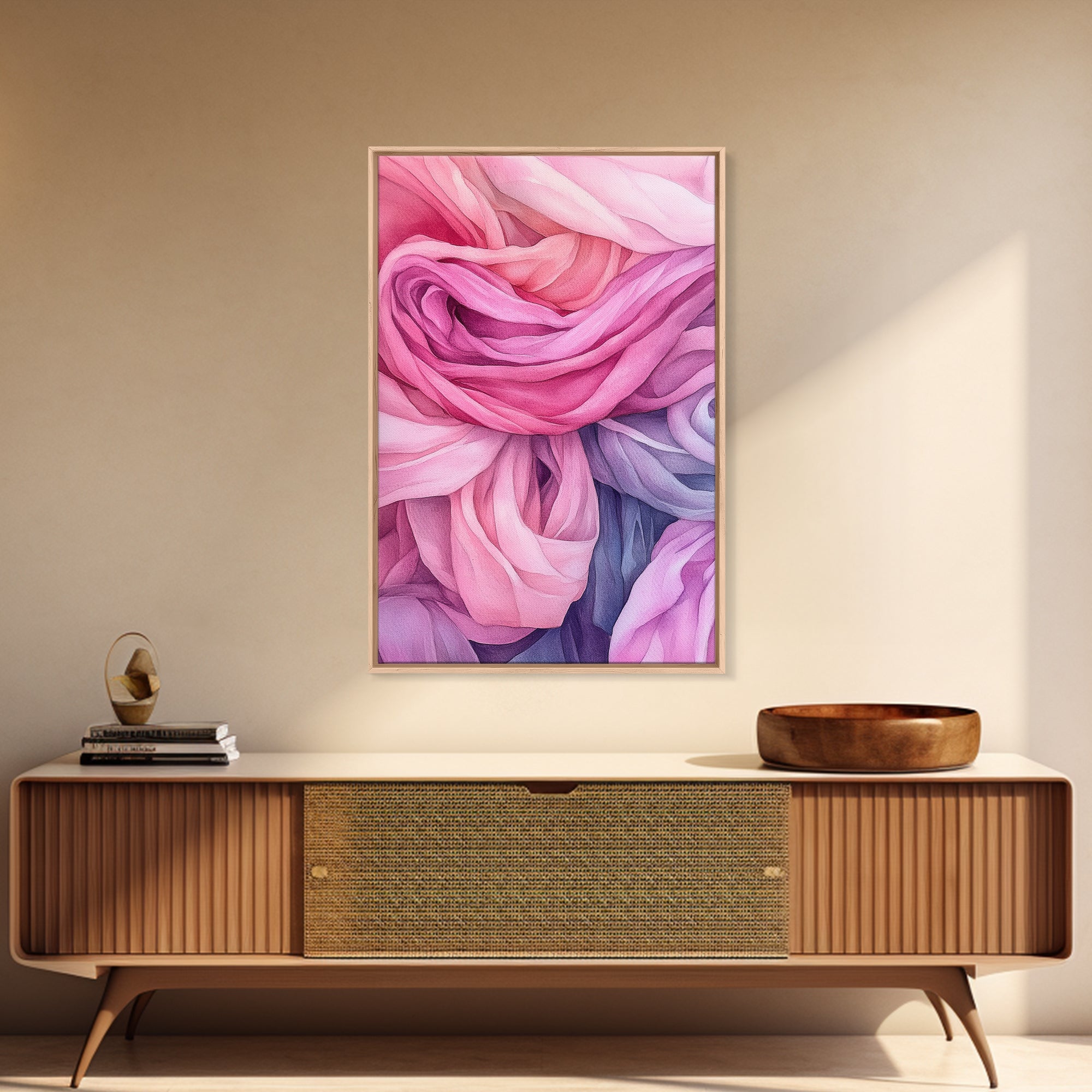 Rosy Layers Abstract Canvas Print | Pink Abstract Art | Light Pink Wall Art | Boho Wall Decor | Minimalist Art | Living Room Accent