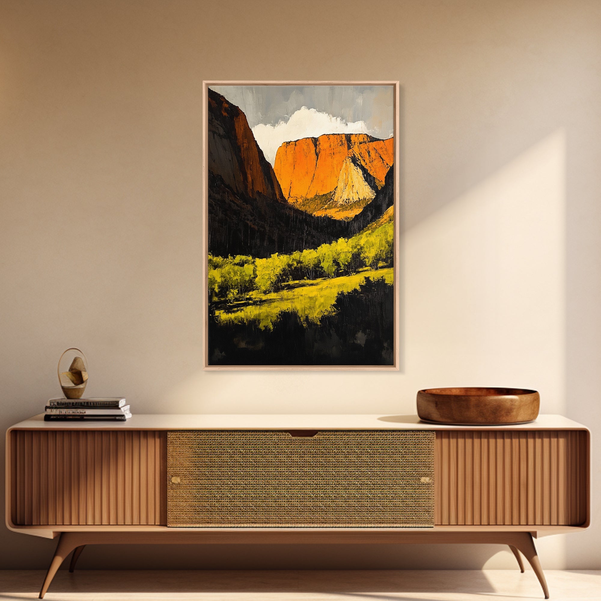 Desert Cliffs, Southwestern Art, Autumn Landscape Painting, Warm Earth Tones, Bold Canyon Decor, Nature Scenic Wall Art, Canvas Print