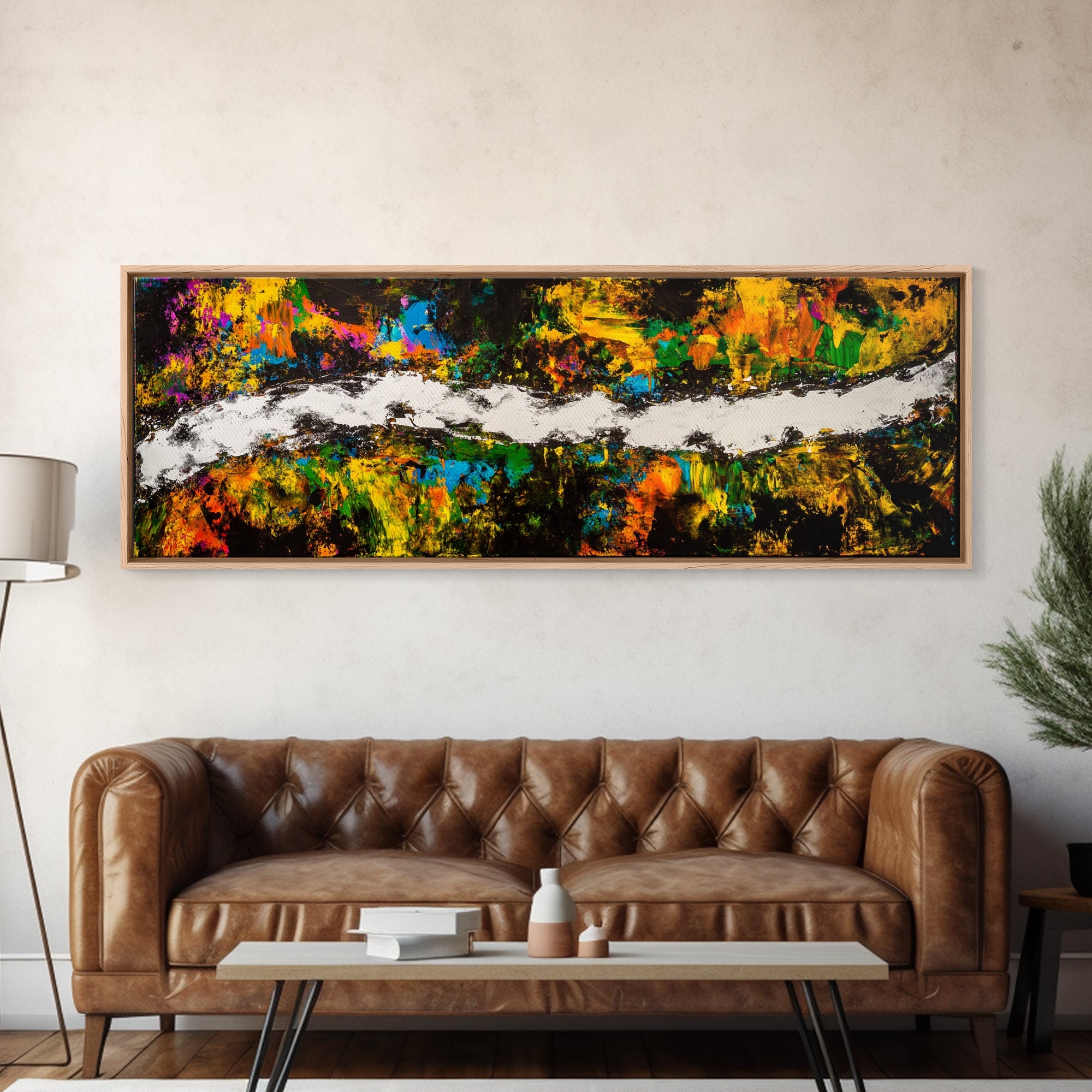 Abstract Chaos, Colorful Expressionism, Modern Wall Art, Framed Canvas Print, Bold Statement Piece, Office Decor