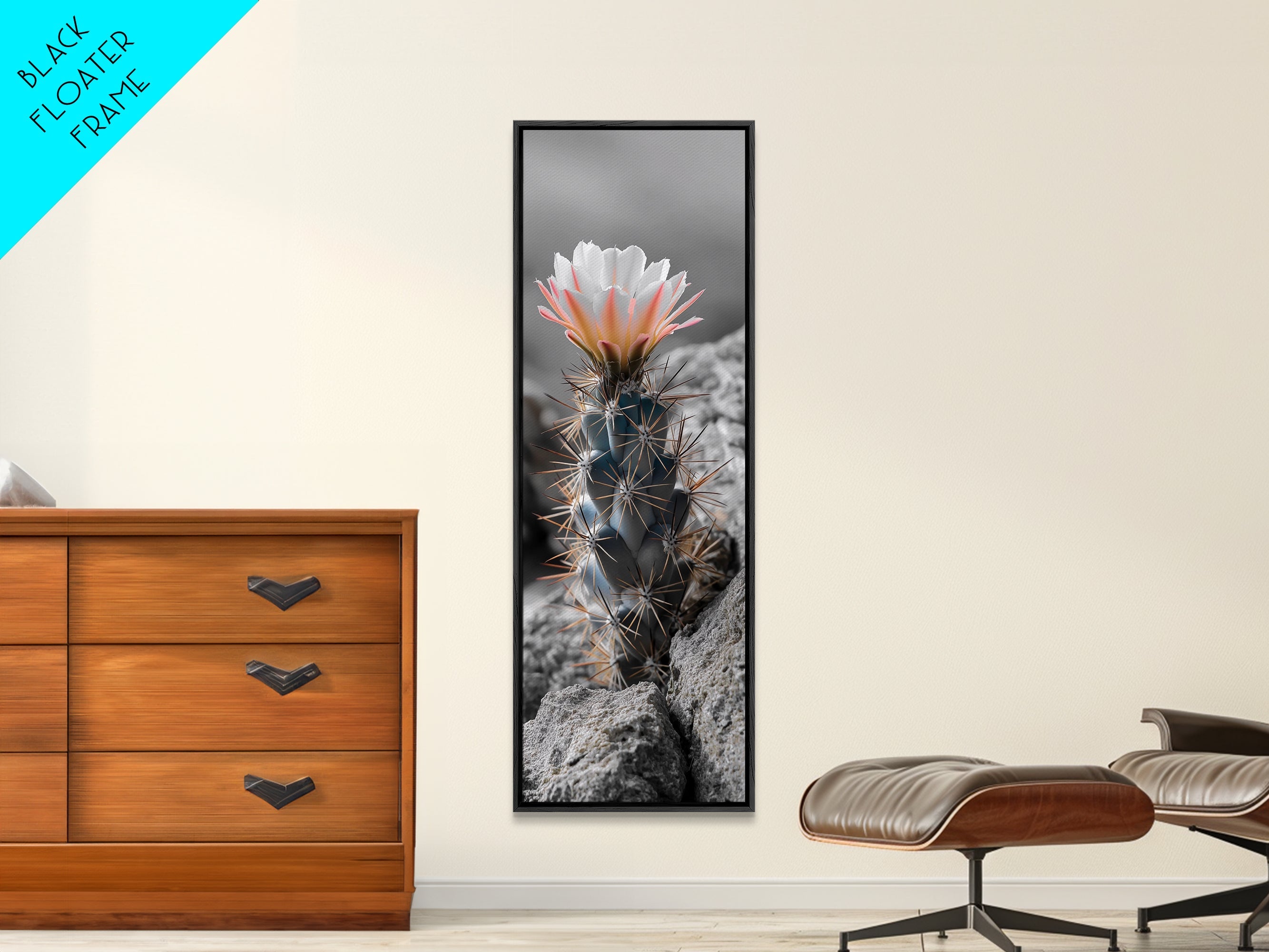 Cactus Bloom Desert Art Framed Canvas Print | Southwest Wall Art | Wildflower Painting | Botanical Prints | Boho Art | Nature Decor | Gift Idea