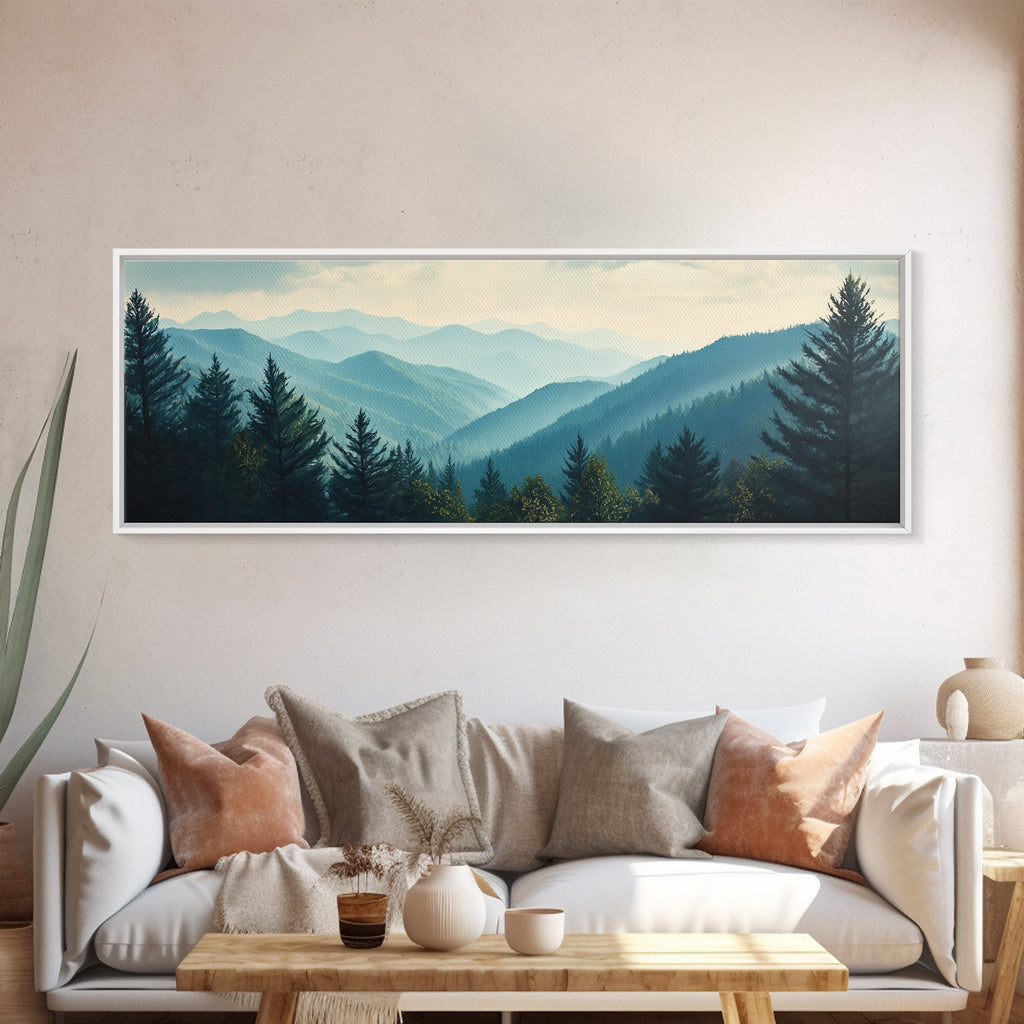 Mountain Painting Print, Mountain Art, Panoramic Wall Art, Extra Wide Horizontal Art, Ultra Wide Wall Art, Blue Ridge Mountains Painting