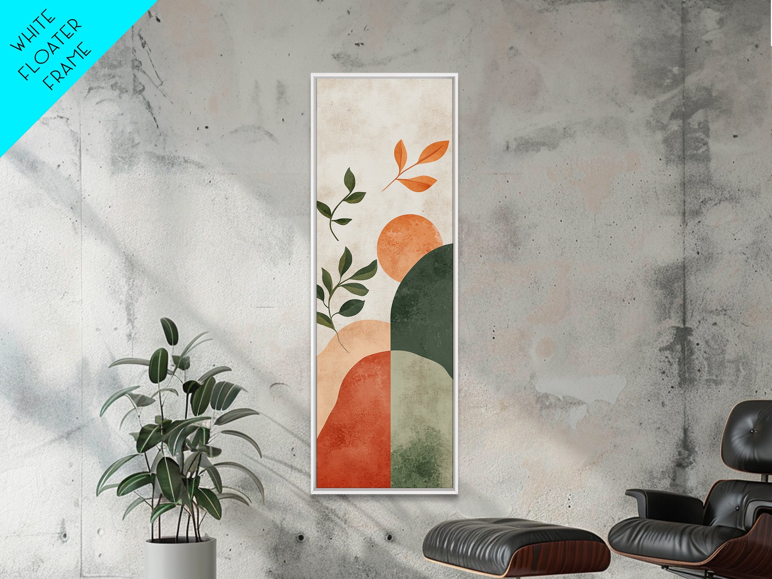 Canvas Print of Abstract Minimalist Art with Sage Green Wall Art, Orange Accents, Boho Decor, Southwest Wall Art, Above Couch Art, Living Room Art