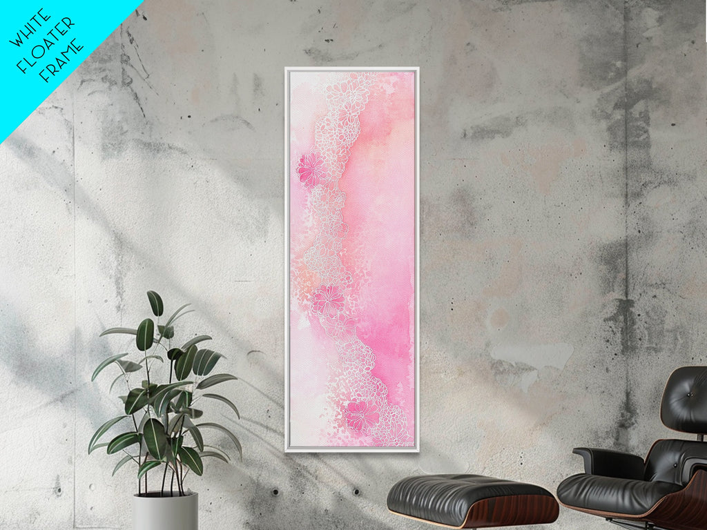 Pink Lace Canvas Print Light Pink Abstract Art Feminine Minimalist Bedroom Decor Vertical Wall Art Wabi Sabi Art Rustic Home Gift Idea
