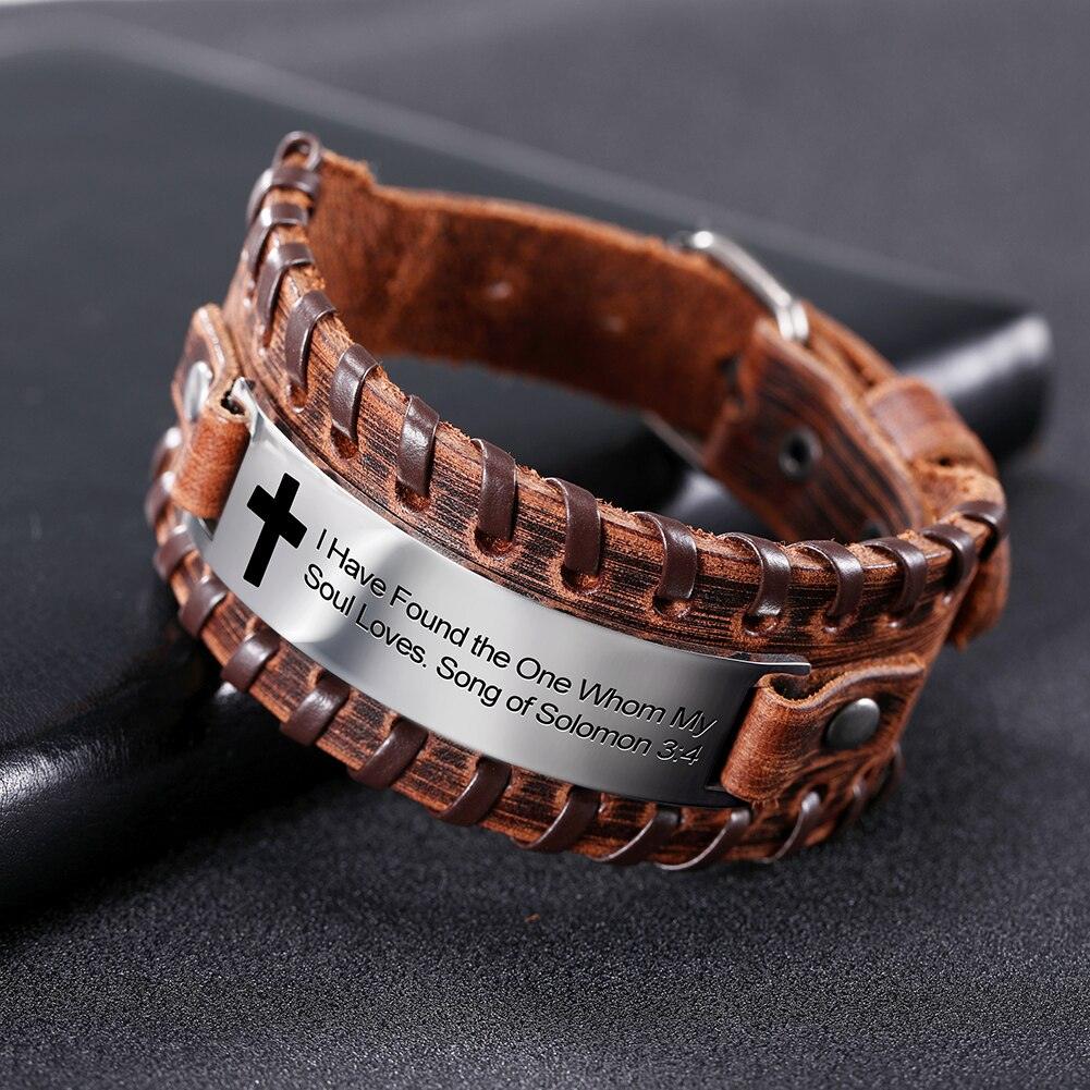 Proverb Leather Men Bracelet