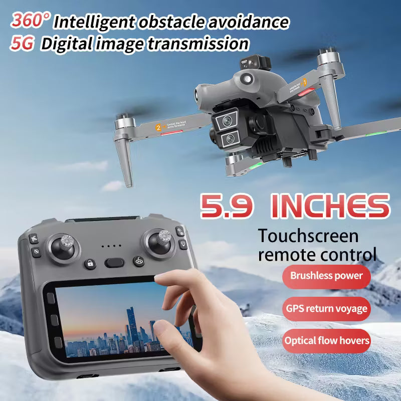 High-definition Camera Drone Equipped with GPS Positioning, 5.9-inch Large-screen Remote Control