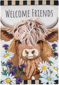 Highland Cow Welcome Friends 2 Sided Garden Flag