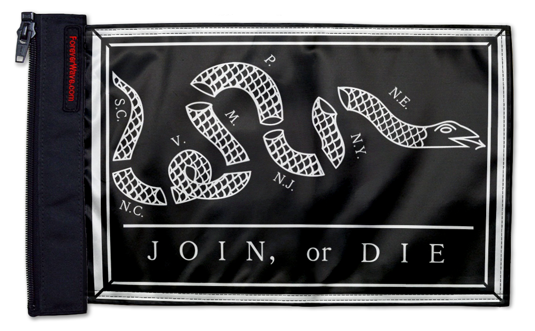 Franklin Join or Die 12"x18" Forever Wave Flag for Jeep Wrangler YJ 1986-1995