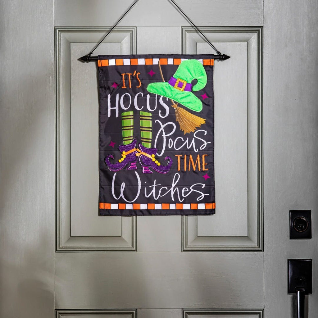 Hocus Pocus Time Halloween Garden Flag 2 Sided Applique