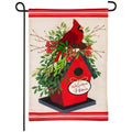 Holiday Birdhouse Garden Flag 2 Sided Burlap
