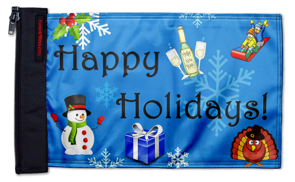 Happy Holidays 12"x18" Forever Wave Flag for Jeep Wrangler LJ 2003-2006