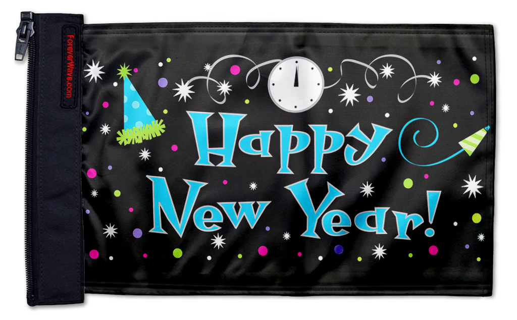 Happy New Year 12"x18" Forever Wave Flag for Jeep Wrangler TJ 1996-2006