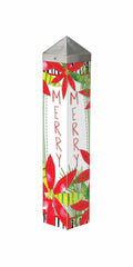 Holly Jolly Poinsettias Art Pole 20 Inches Tall