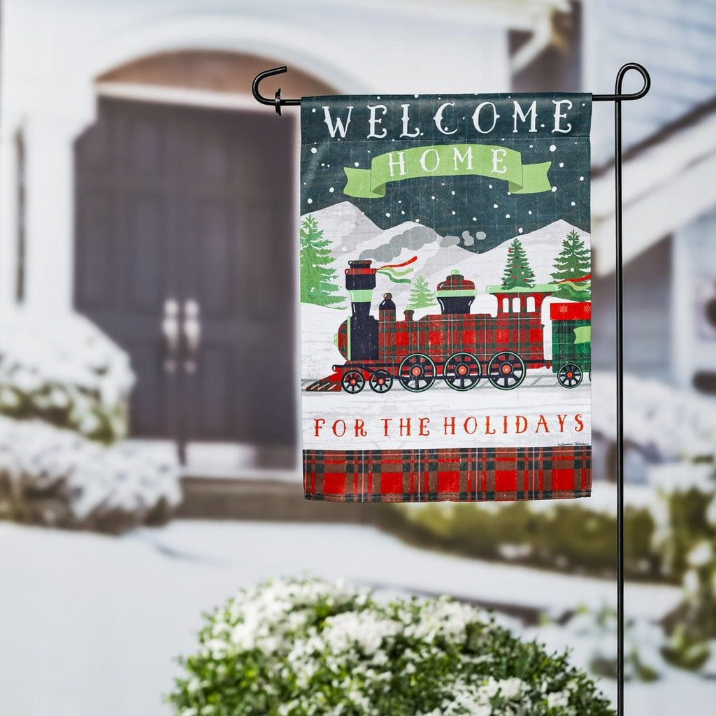 Home For The Holidays Train Christmas Garden Flag 2 Sided
