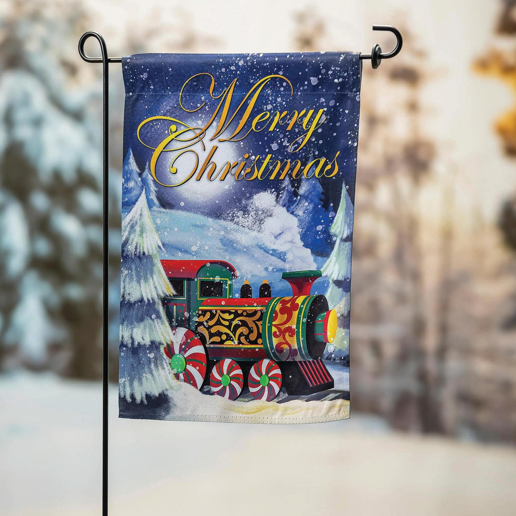 Home for the Holiday Train Garden Flag 2 Sided