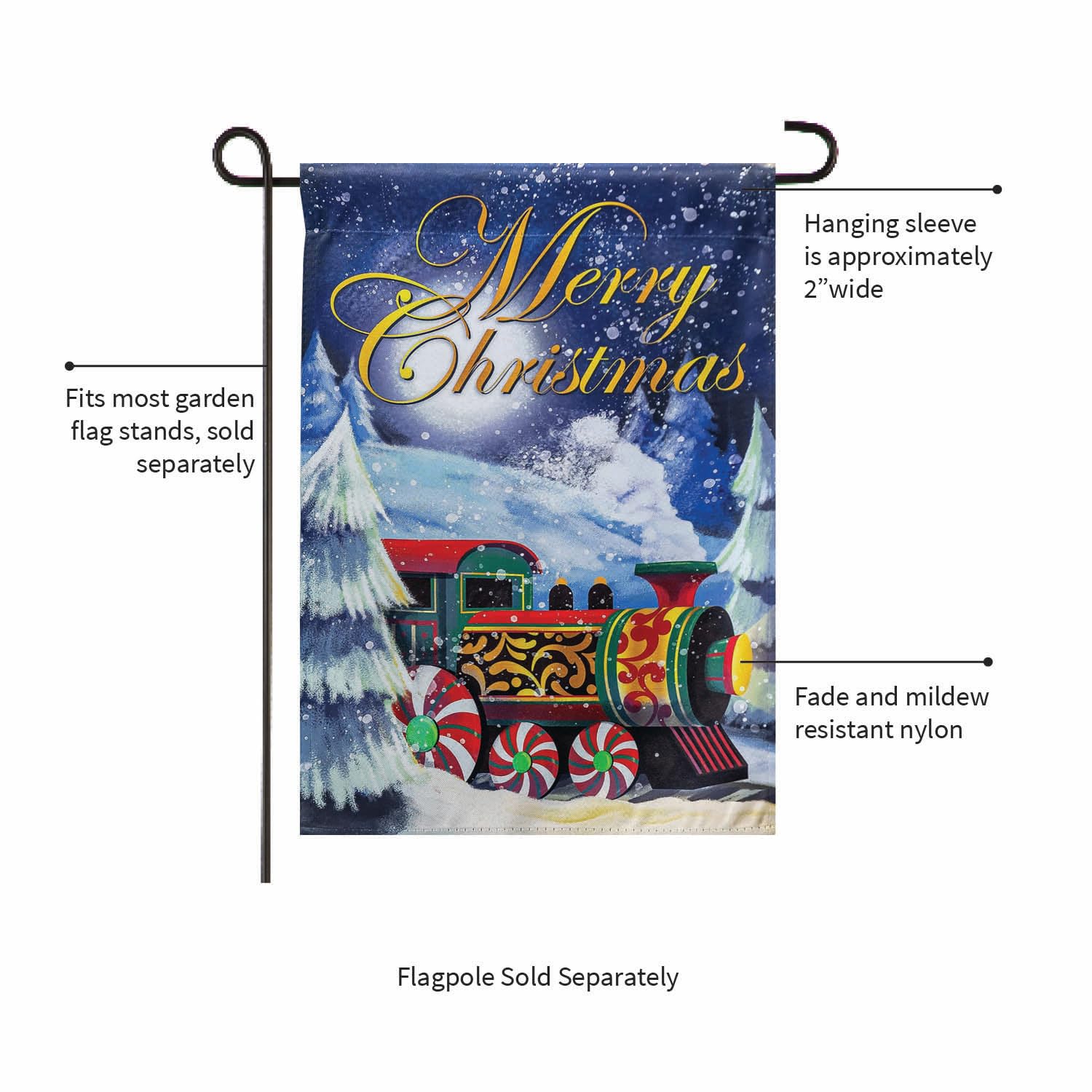Home for the Holiday Train Garden Flag 2 Sided