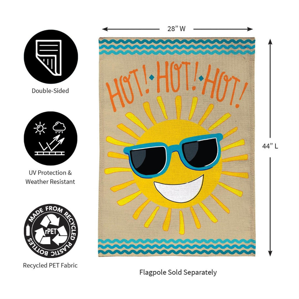 Hot Hot Hot Sunshine 2-Sided Burlap House Flag | 28" x 44" Porch
