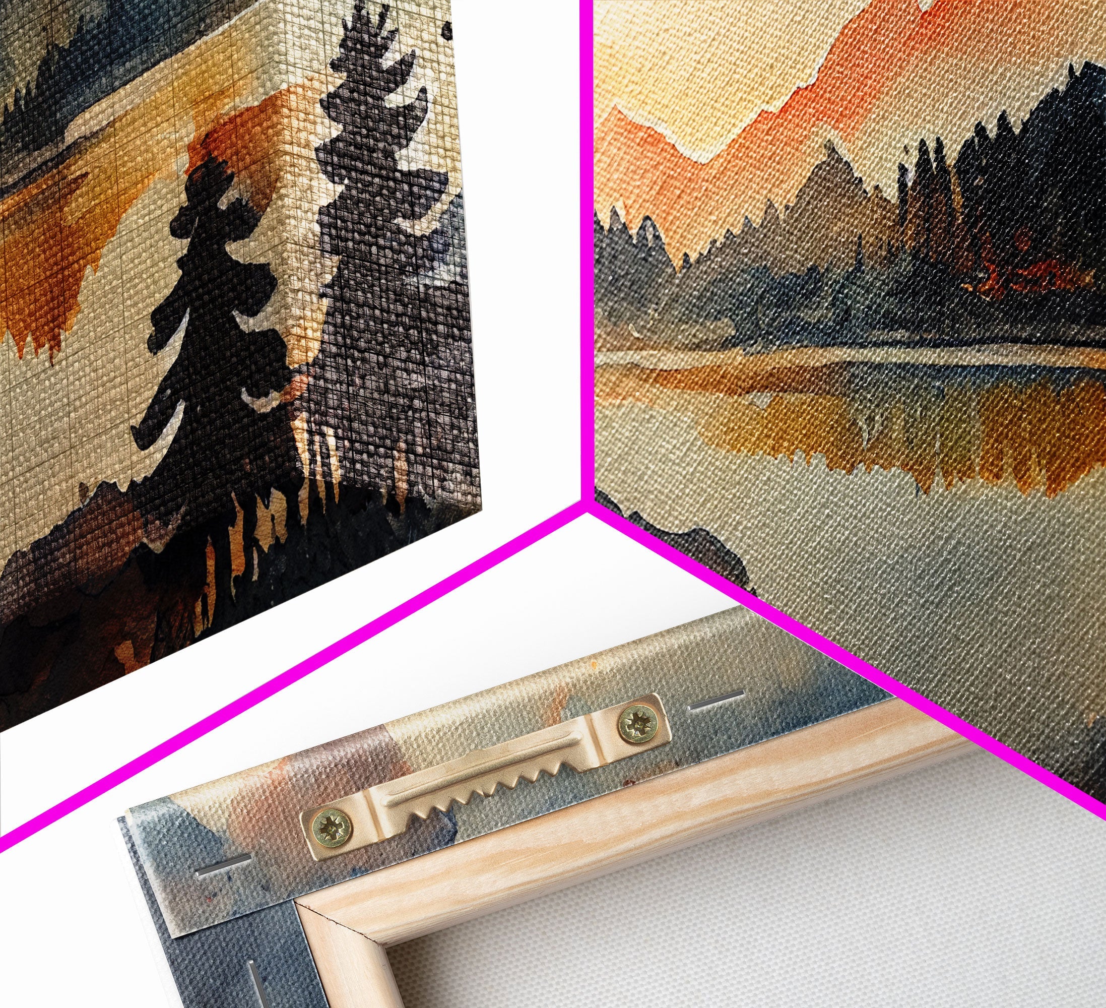 Watercolor painting of a forest fire, canvas print, landscape art