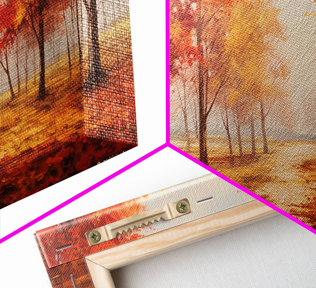 Fall Decor, Beautiful Forest In Early Autumn, Landscape Framed Canvas Print Painting, Wall Art, Wall Decor, Autumn Decor, Farmhouse Decor