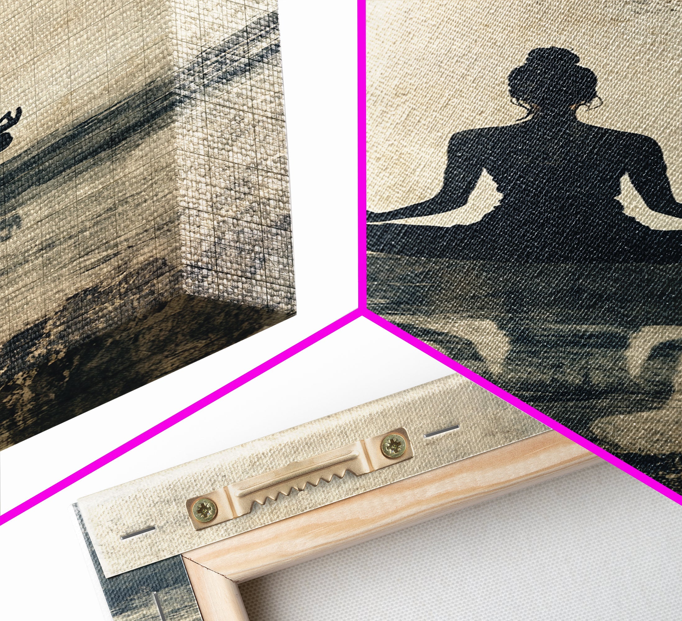 Meditative Silhouette Canvas Print with Wabi Sabi Art, Minimalist Zen Wall Art, Neutral Sage Green Decor, Yoga Art for Relaxation