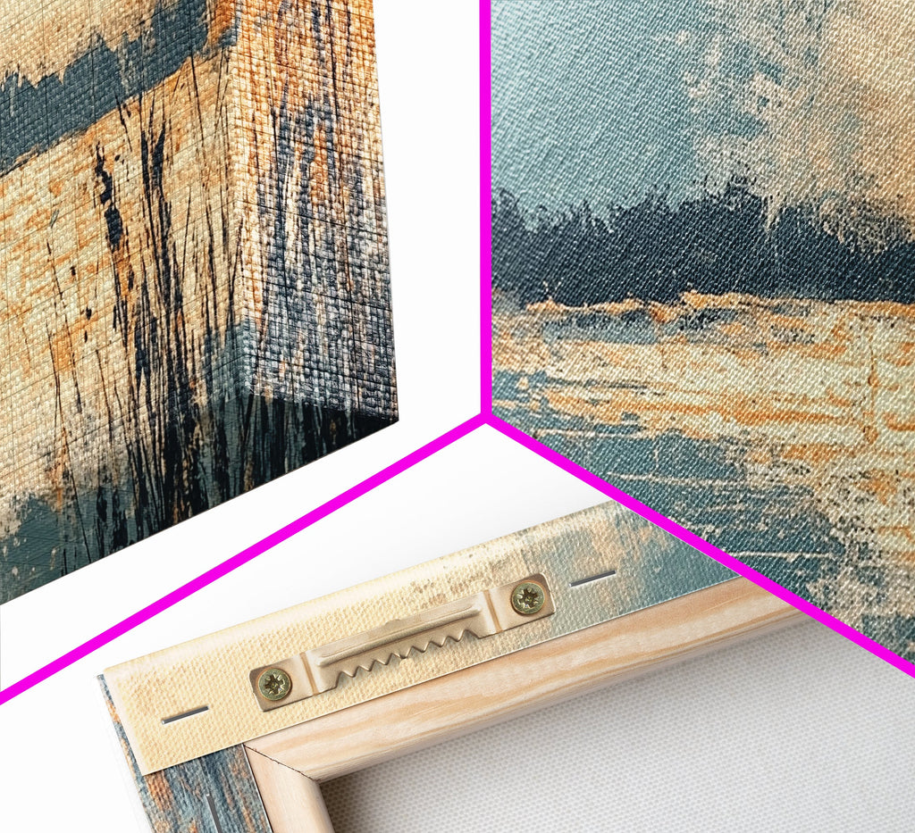 Marsh Landscape, Canvas Print, wabi sabi art, extra wide painting, panoramic wall art, minimalist landscape, soft neutral tones