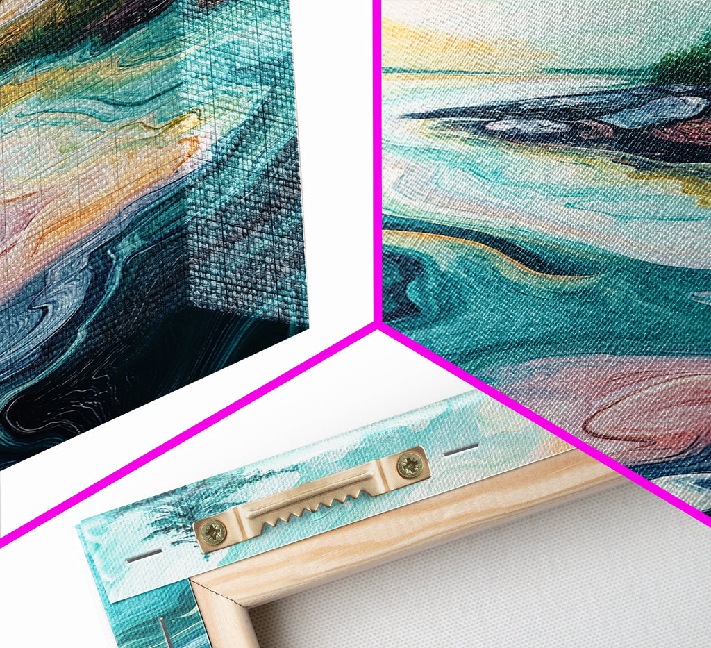 Swirling River Art, Abstract Nature Scene, Dreamy Landscape, Flowing Water, Boho Wall Art, Colorful Decor, Canvas Print