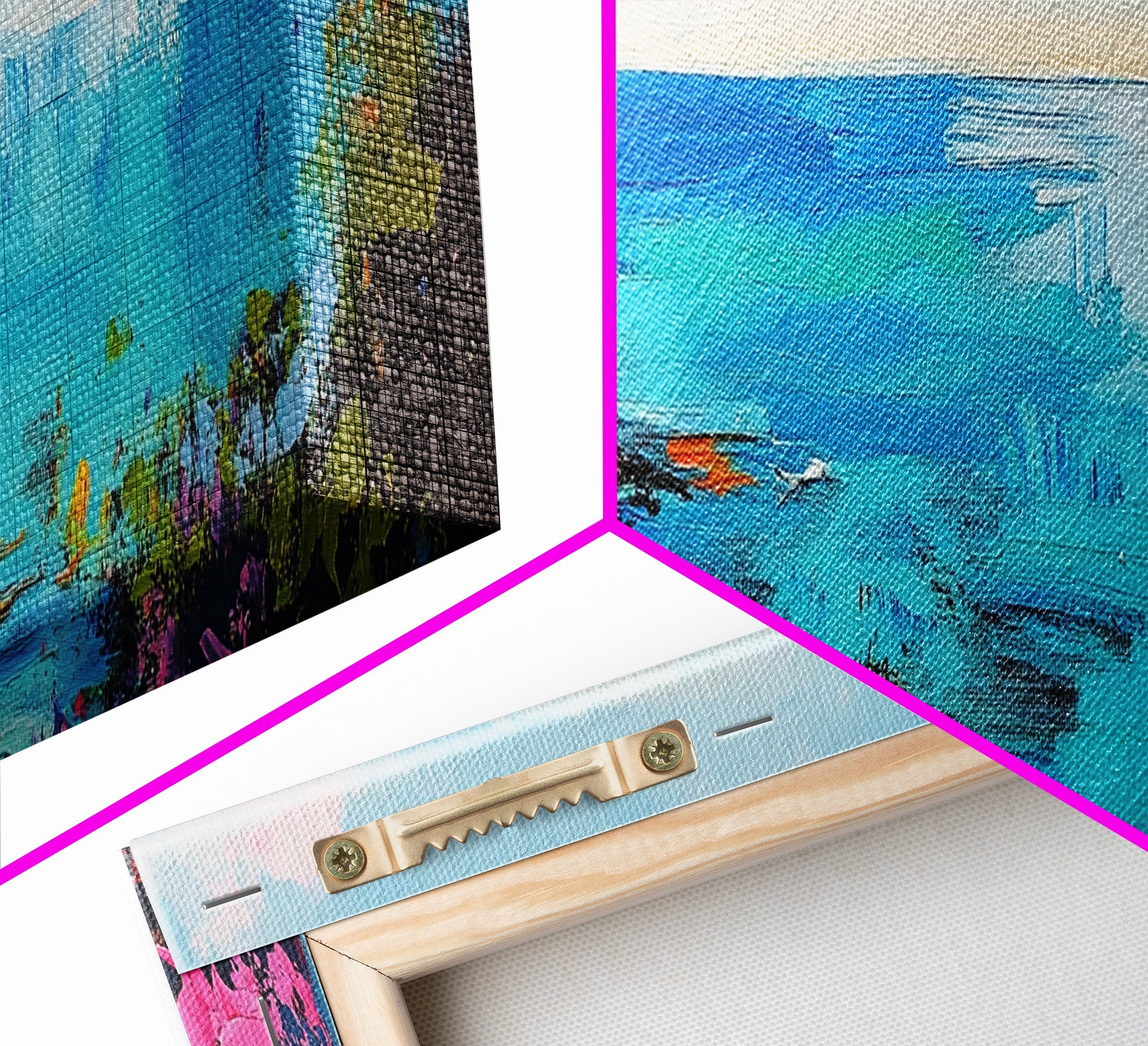 Coastal Cliffside Beauty Framed Canvas Print Impressionist Ocean Wall Art Vibrant Seaside Home Decor Living Room Gift